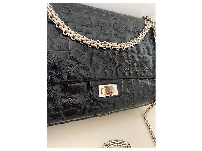 Borsa Chanel Reissue 2.55 Lego in vernice nera Nero - vista 2