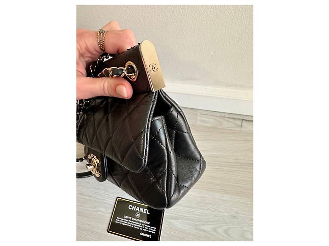 Timeless Bolso de mano Chanel de cuero y pitón negro - vista 6