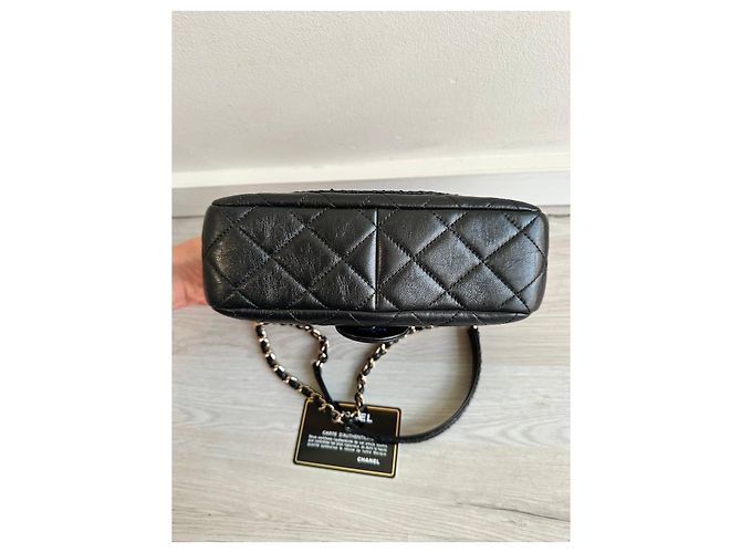 Timeless Bolso de mano Chanel de cuero y pitón negro - vista 7