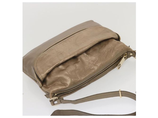 FENDI Borsa A Spalla Pelle Bronzo Auth hk1152 - vista 6