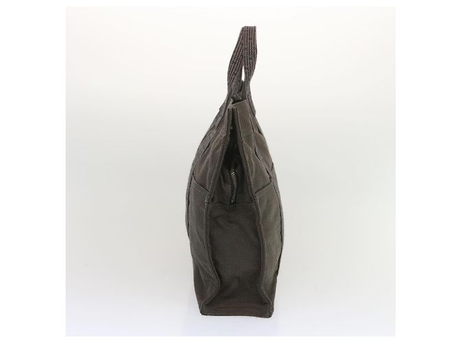 Hermès Sacola HERMES Her Line MM Lona Cinza Auth hk1144 Marrom - vista 4