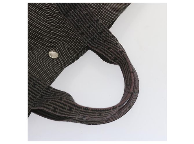 Hermès Sacola HERMES Her Line MM Lona Cinza Auth hk1144 Marrom - vista 7