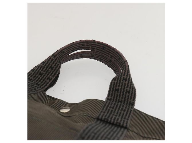 Hermès Sacola HERMES Her Line MM Lona Cinza Auth hk1144 Marrom - vista 8