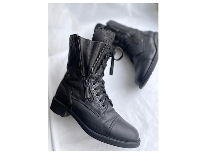 Chanel Iconici stivali da combattimento CC Nero - vista 13