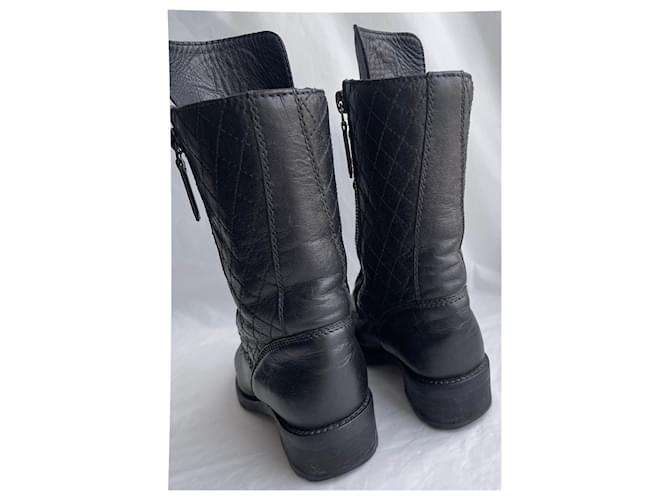 Chanel Iconici stivali da combattimento CC Nero - vista 4