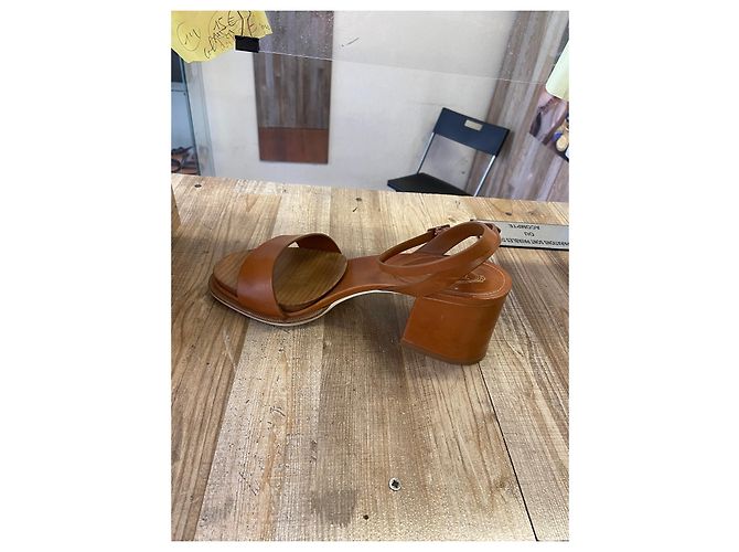 Tod's Sandalen aus Leder Camel mit Blockabsatz Kamel - Ansicht 3