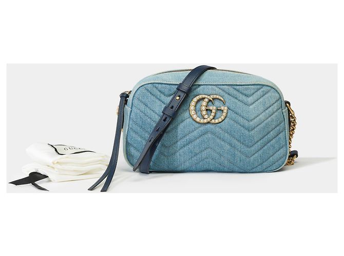 Borsa GUCCI Marmont in denim blu - 101769 - vista 2