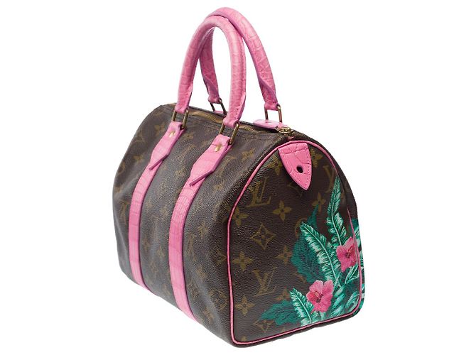 Borsa Speedy LOUIS VUITTON in tela marrone - 101757 - vista 5