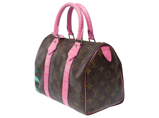 Borsa Speedy LOUIS VUITTON in tela marrone - 101757 - vista 6
