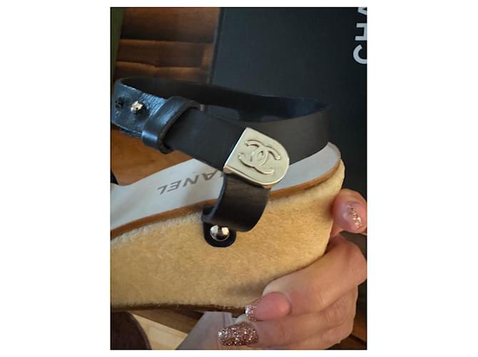 Chanel Zeppe sandalo Nero Bordò - vista 2