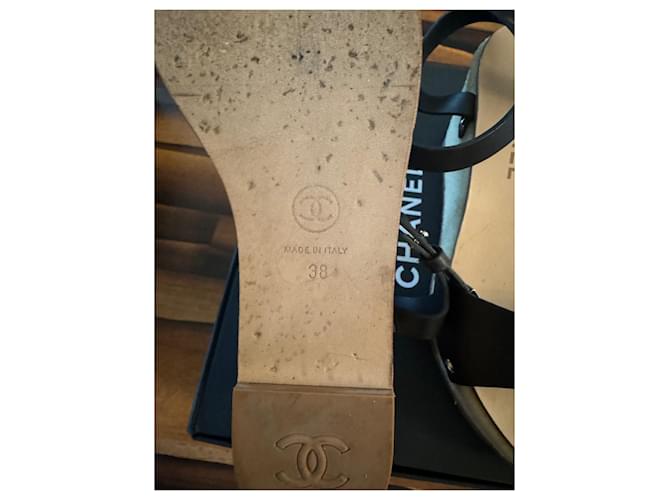 Chanel Zeppe sandalo Nero Bordò - vista 4