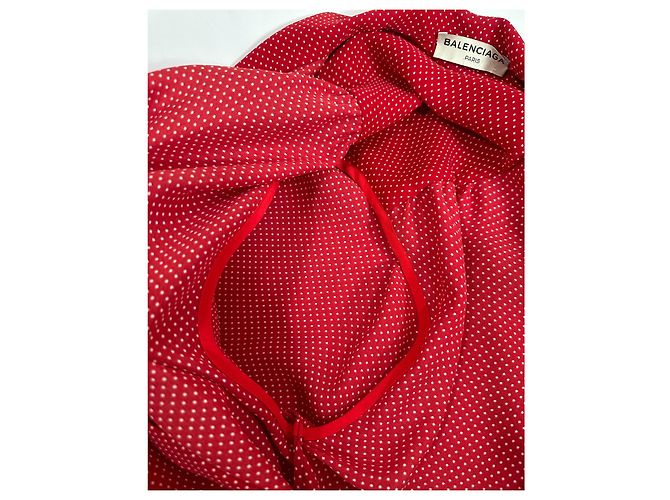 Balenciaga Camicia a Pois Rossa a Maniche Lunghe Rosso - vista 10