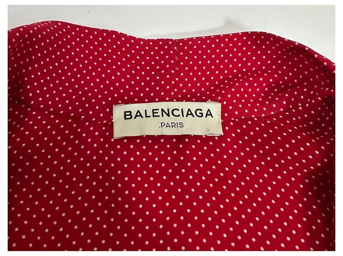 Balenciaga Camicia a Pois Rossa a Maniche Lunghe Rosso - vista 11
