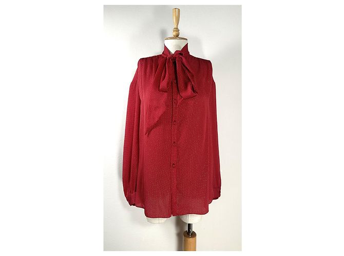 Balenciaga Camicia a Pois Rossa a Maniche Lunghe Rosso - vista 4