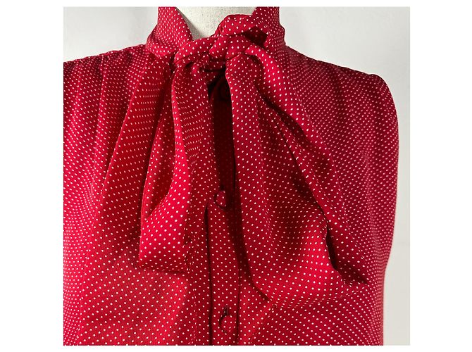 Balenciaga Camicia a Pois Rossa a Maniche Lunghe Rosso - vista 5