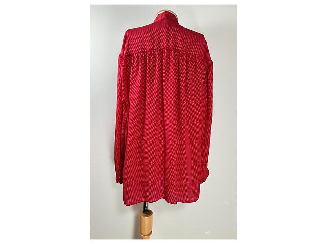 Balenciaga Camicia a Pois Rossa a Maniche Lunghe Rosso - vista 7