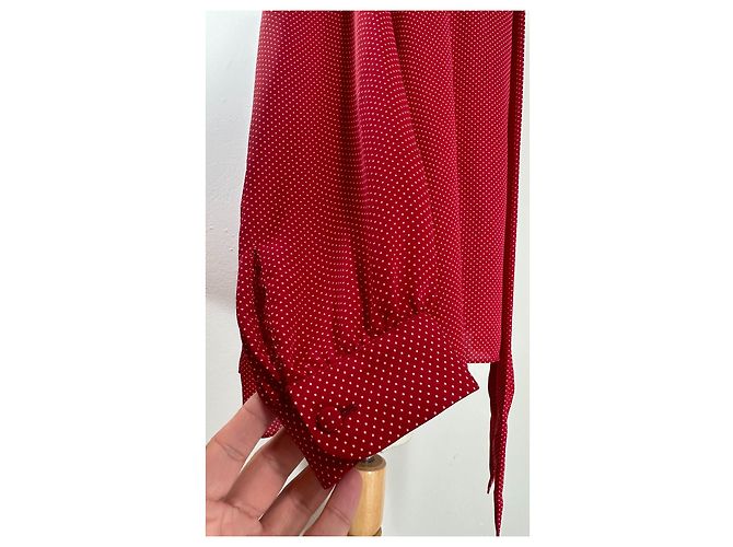 Balenciaga Camicia a Pois Rossa a Maniche Lunghe Rosso - vista 8