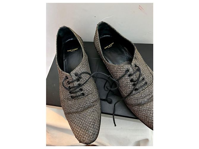 Saint Laurent Scarpe LuLu con lacci glitter e tacco oro Argento D'oro Metallico - vista 2