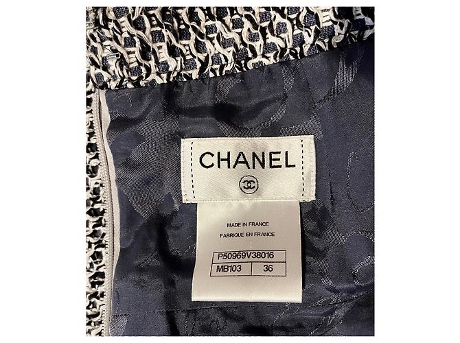 Cambon Gonna in tweed Chanel nero blu e bianco Blu navy - vista 6