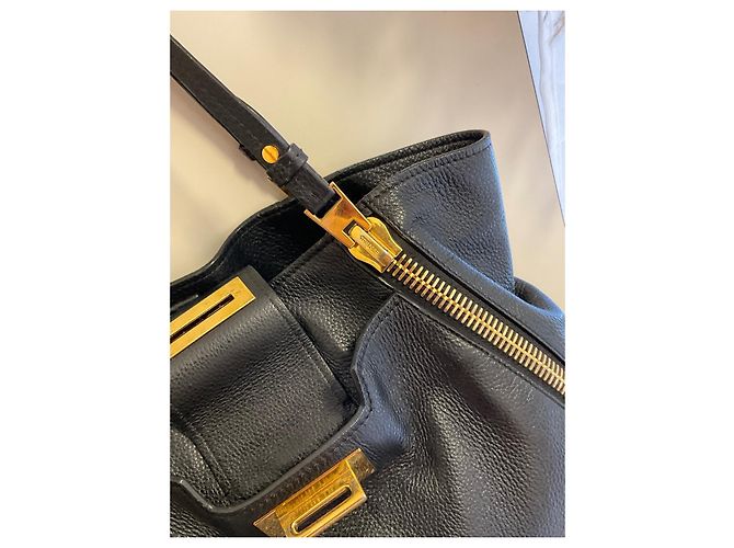 Borsa tote in pelle nera Tom Ford Sedgwick Nero - vista 4