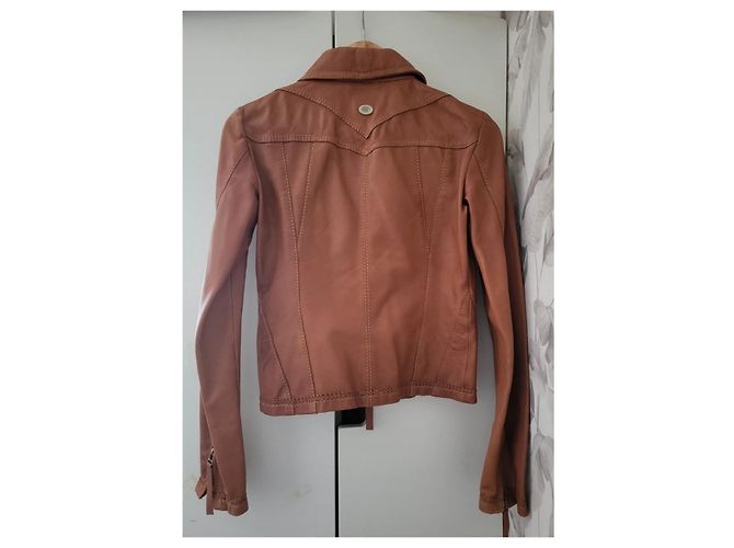 Trussardi Jeans Lederjacke Hellbraun - Ansicht 2