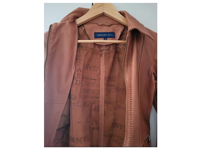 Trussardi Jeans Lederjacke Hellbraun - Ansicht 3