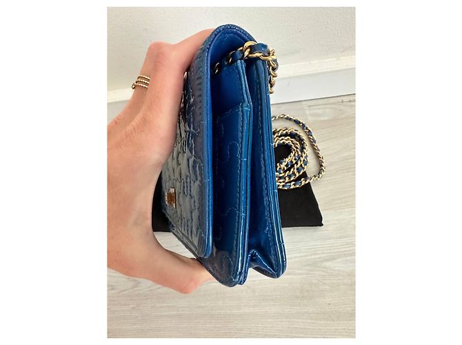 Wallet On Chain Chanel WOC Lego Blu in Vernice - vista 4