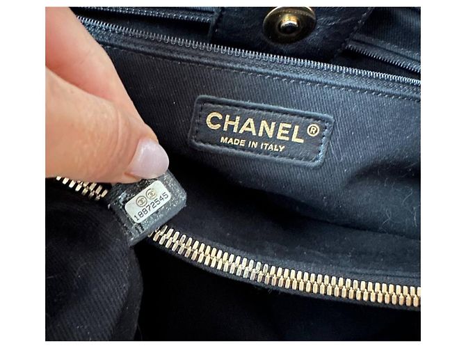 Borsa Chanel Grand Shopping Chevron Nera in Pelle Nero - vista 6