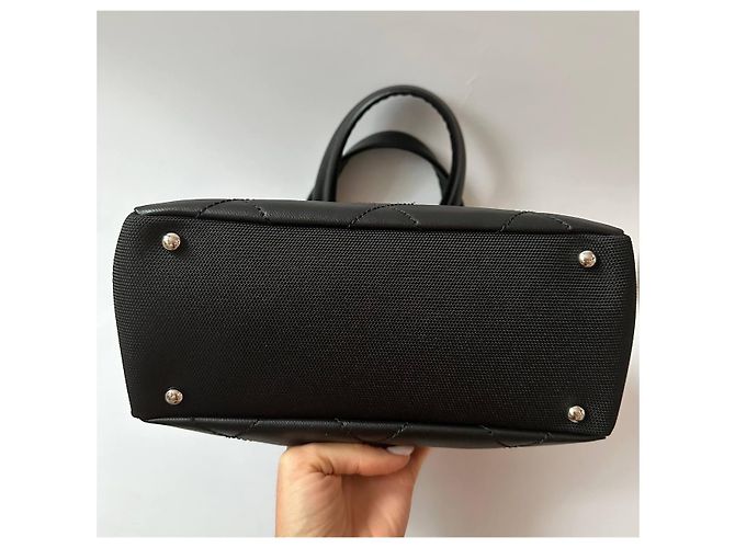 Borsa Shopping Chanel Nera in Tessuto Nero - vista 11