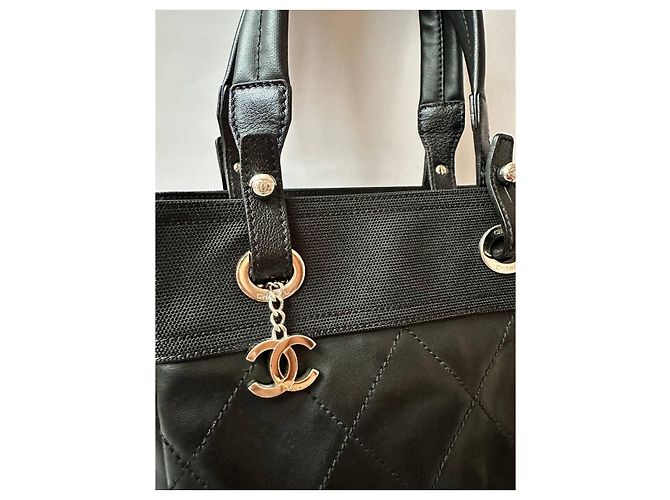 Borsa Shopping Chanel Nera in Tessuto Nero - vista 2