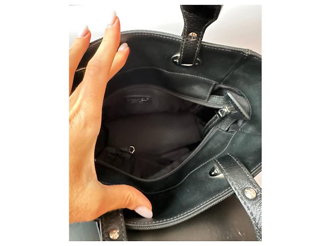 Borsa Shopping Chanel Nera in Tessuto Nero - vista 6