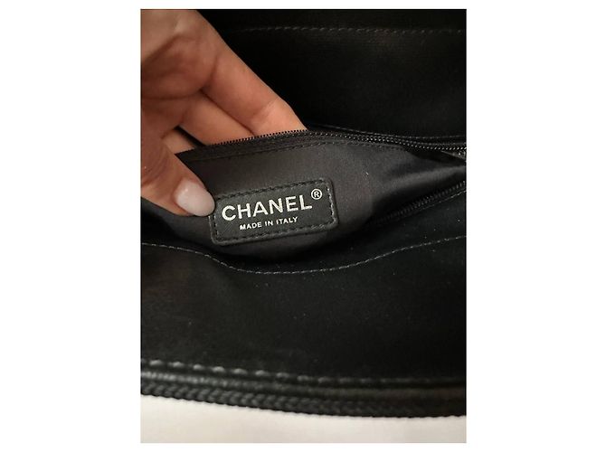 Borsa Shopping Chanel Nera in Tessuto Nero - vista 9