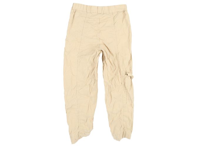 Ganni Washed Canvas Elasticated Curve Pants aus beiger Baumwolle Braun - Ansicht 2