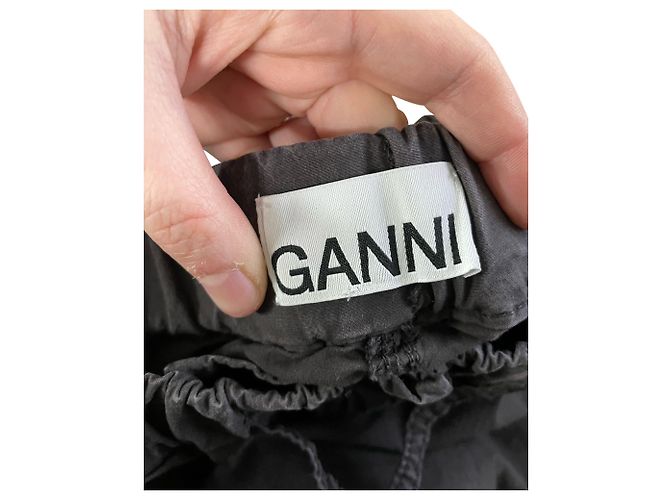 Pantalones cargo de popelina Ganni de algodón negro - vista 2