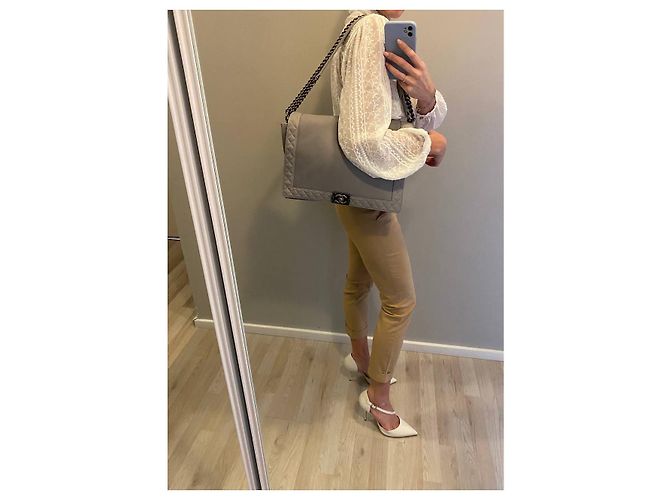 Borsa Chanel Boy Grigia Pelle Liscia XXL Grigio - vista 11