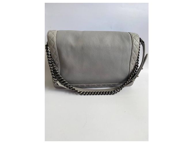 Borsa Chanel Boy Grigia Pelle Liscia XXL Grigio - vista 2