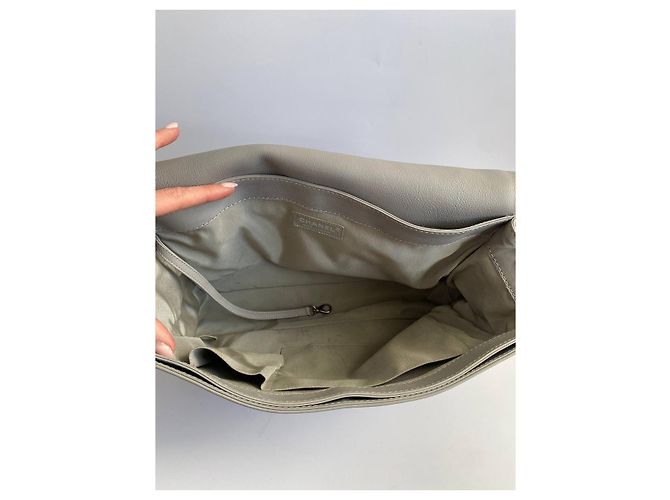 Borsa Chanel Boy Grigia Pelle Liscia XXL Grigio - vista 7