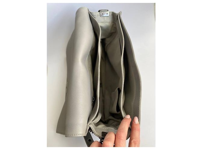 Borsa Chanel Boy Grigia Pelle Liscia XXL Grigio - vista 9