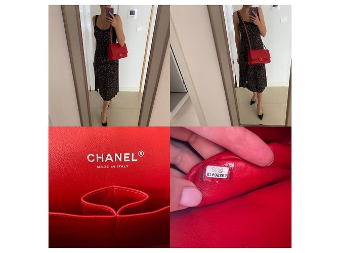 Timeless Borsa Chanel Classic Chevron in vernice rossa Rosso - vista 10