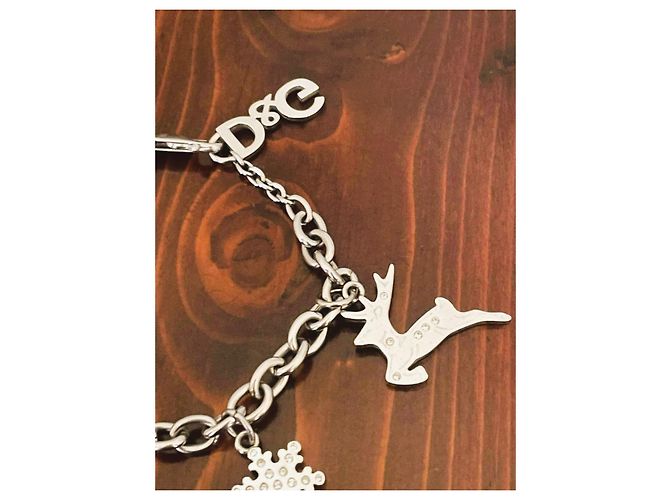 Bracelet vintage rare DOLCE & GABBANA en acier avec des rennes et des étoiles de Noël Argenté - vue 3