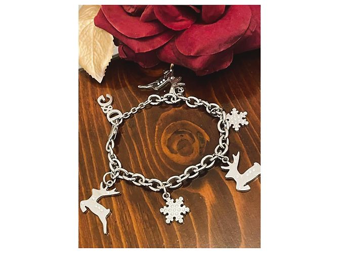 Bracelet vintage rare DOLCE & GABBANA en acier avec des rennes et des étoiles de Noël Argenté - vue 7
