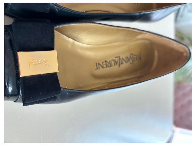 Décolleté Yves Saint Laurent in pelle nera 35.5 Nero - vista 4