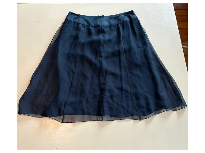 Falda Chanel de seda azul marino talla 36 - vista 2