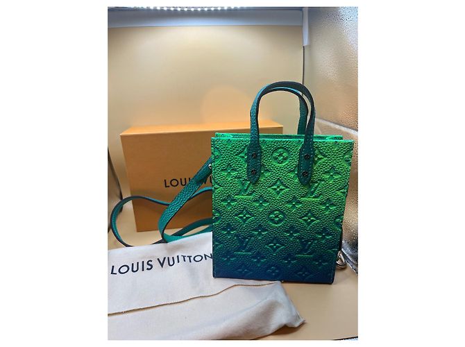 Borsa LOUIS VUITTON Monogram Taurillon Illusion Sac Plat XS M81221 Verde - vista 11