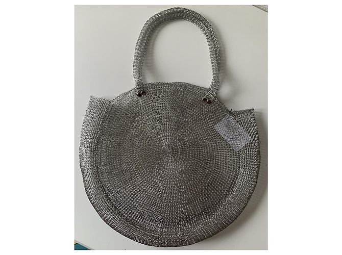 Autre Marque Borsa rotonda in maglia argentata Argento - vista 10