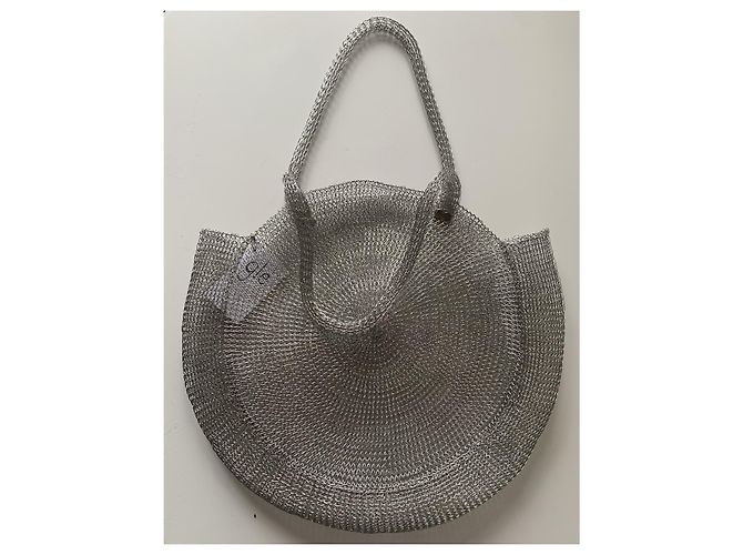 Autre Marque Borsa rotonda in maglia argentata Argento - vista 12