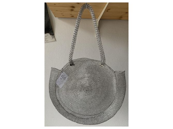 Autre Marque Borsa rotonda in maglia argentata Argento - vista 13