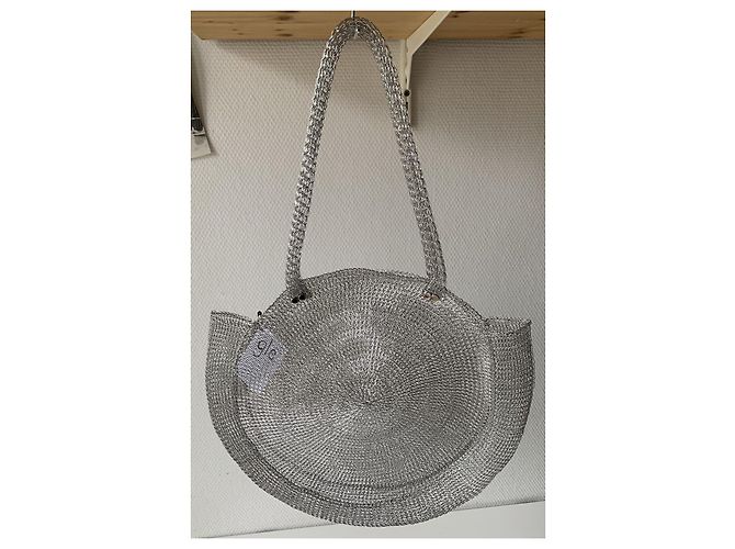 Autre Marque Borsa rotonda in maglia argentata Argento - vista 4