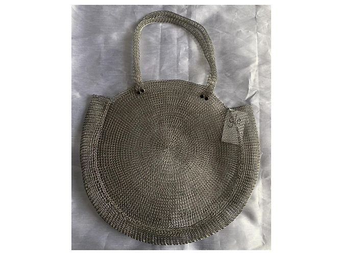 Autre Marque Borsa rotonda in maglia argentata Argento - vista 5