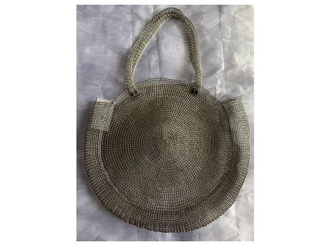 Autre Marque Borsa rotonda in maglia argentata Argento - vista 6